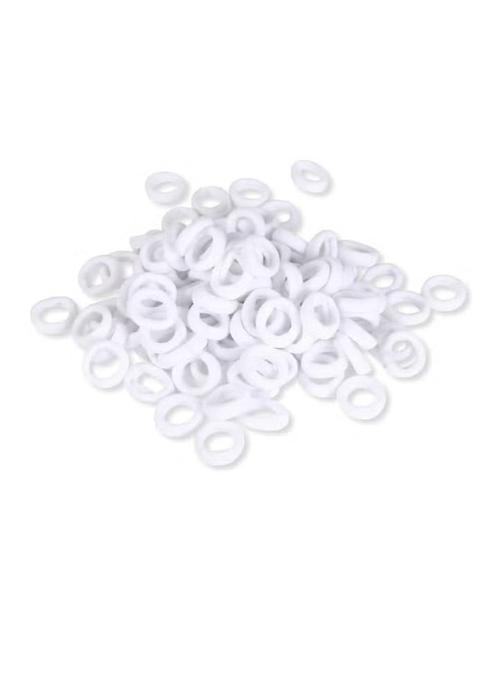 Star Beja  100 PCS White Tiny Hair Bands for Girls, Kids, Women & Men | Soft, No-Crease Rubber Hair Ties | Gentle Mini Ponytail Holders for Fine, Thin, Short & Curly Hair | Durable, No-Damage Hair Accessories for Daily Styling - Image 1